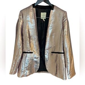 Avec Les Filles (Anthropologie) M EUC sequin Shimmering Silver/pink Blazer